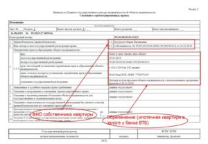 Образец выписки из егрн на квартиру с обременением