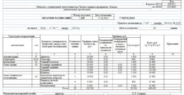 Образец штатного расписания охранного предприятия